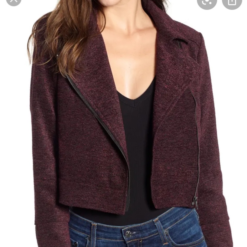 NWT Cupcakes&Cashmere Chenille Cropped Moto Jacket